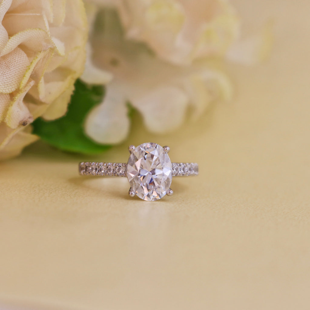 Empire Oval Moissanite Engagement Ring for women by Cutiefy
