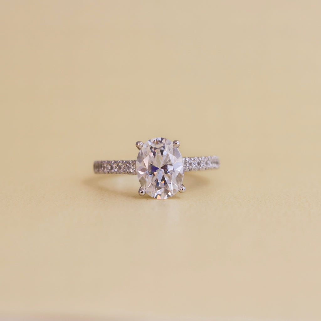 Empire Oval Moissanite Engagement Ring for women by Cutiefy