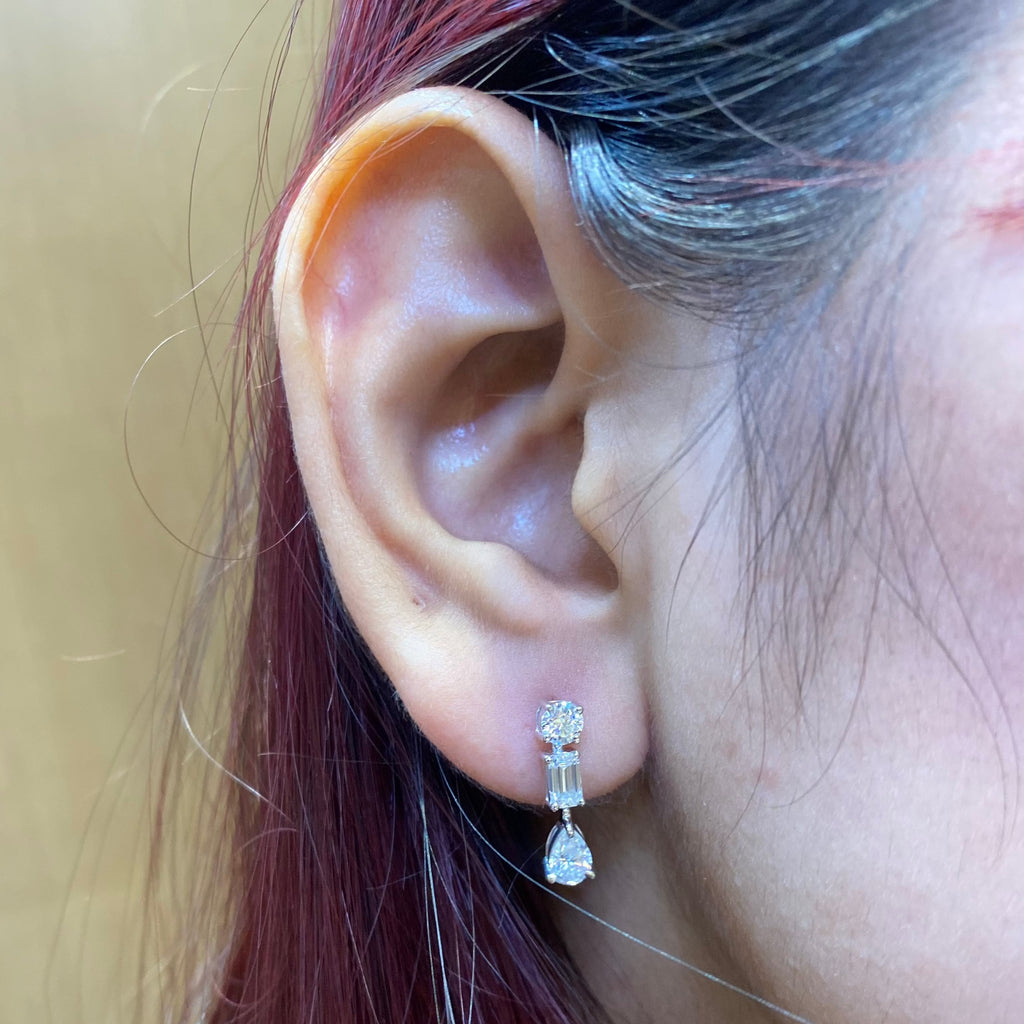 Moissanite Dangler earrings gift for her by Cutiefy