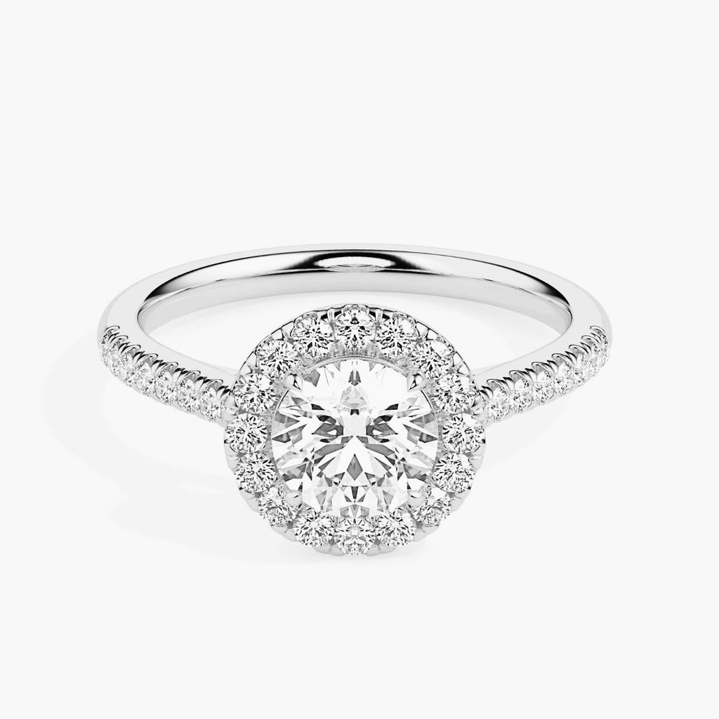 Flux 1.4ct Round Moissanite Halo Ring for women by Cutiefy