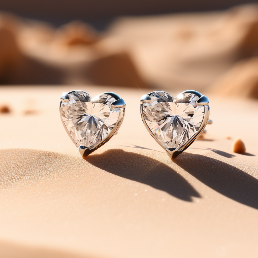 2ct Heart Moissanite Stud Earrings for women by Cutiefy