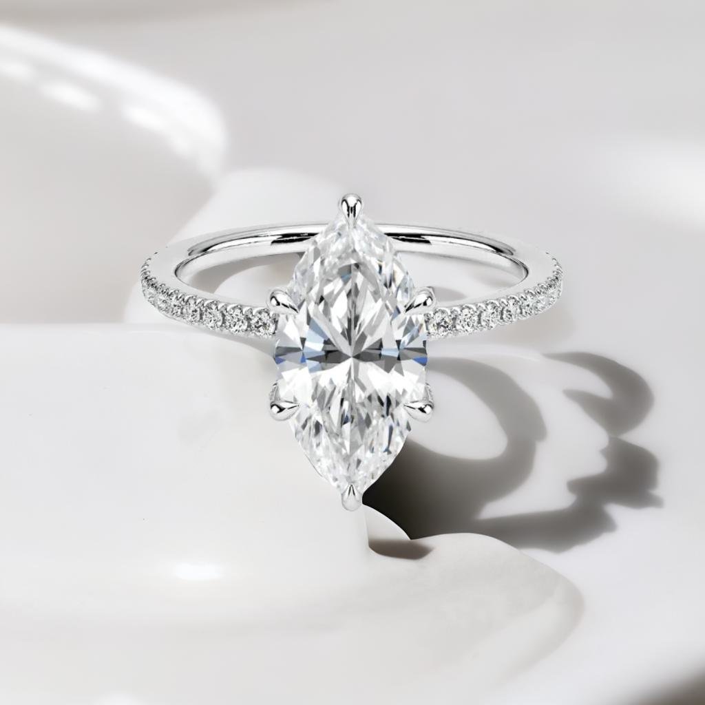 Arrow Pawn 0.50ct Marquise Moissanite Engagement Ring for women by Cutiefy