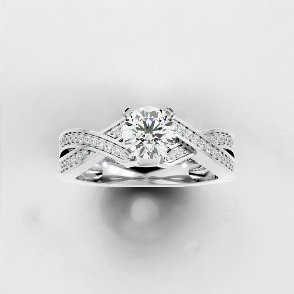 Tourbillon 1.175ct Round Moissanite Engagement Ring for women by Cutiefy