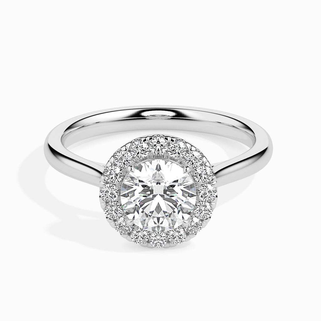 Karmanya 0.62ct Round Moissanite Halo Ring for women by Cutiefy