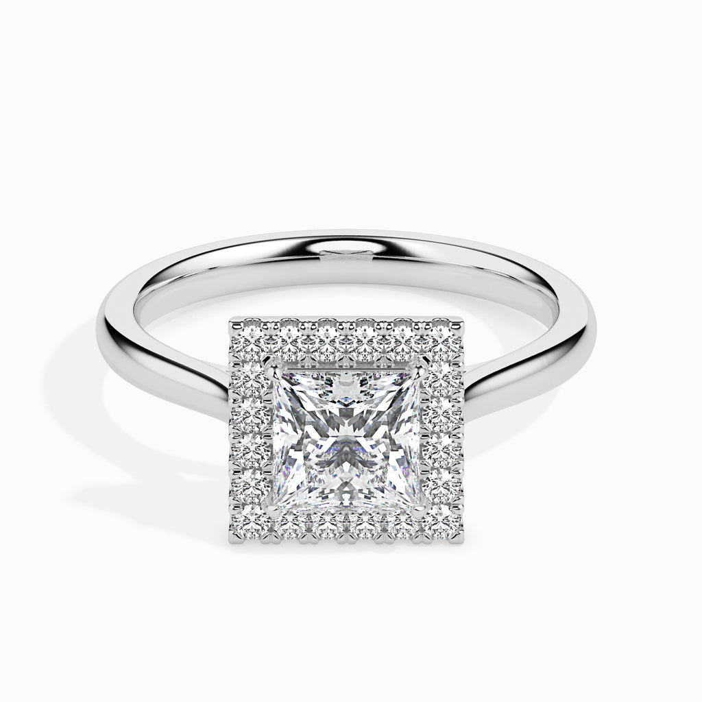 Navya 0.65ct Princess Moissanite Halo Ring for women by Cutiefy