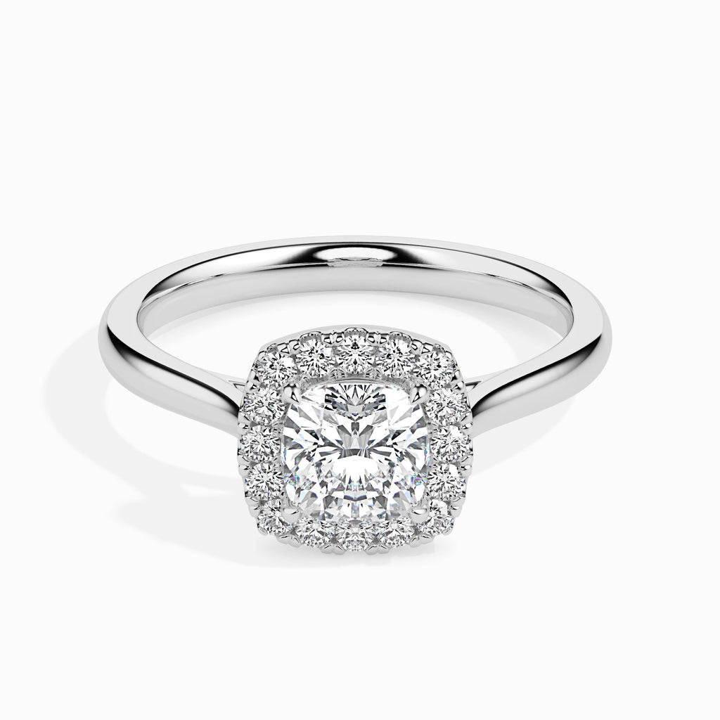 Prajval 0.62ct Cushion Moissanite Halo Ring for women by Cutiefy