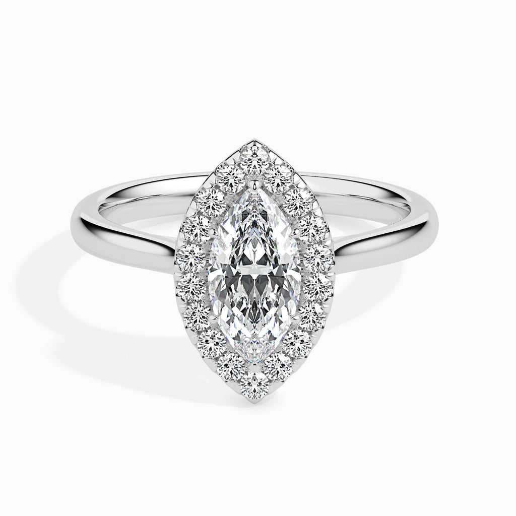 Chrysalis 1.78ct Marquise Moissanite Halo Ring for women by Cutiefy