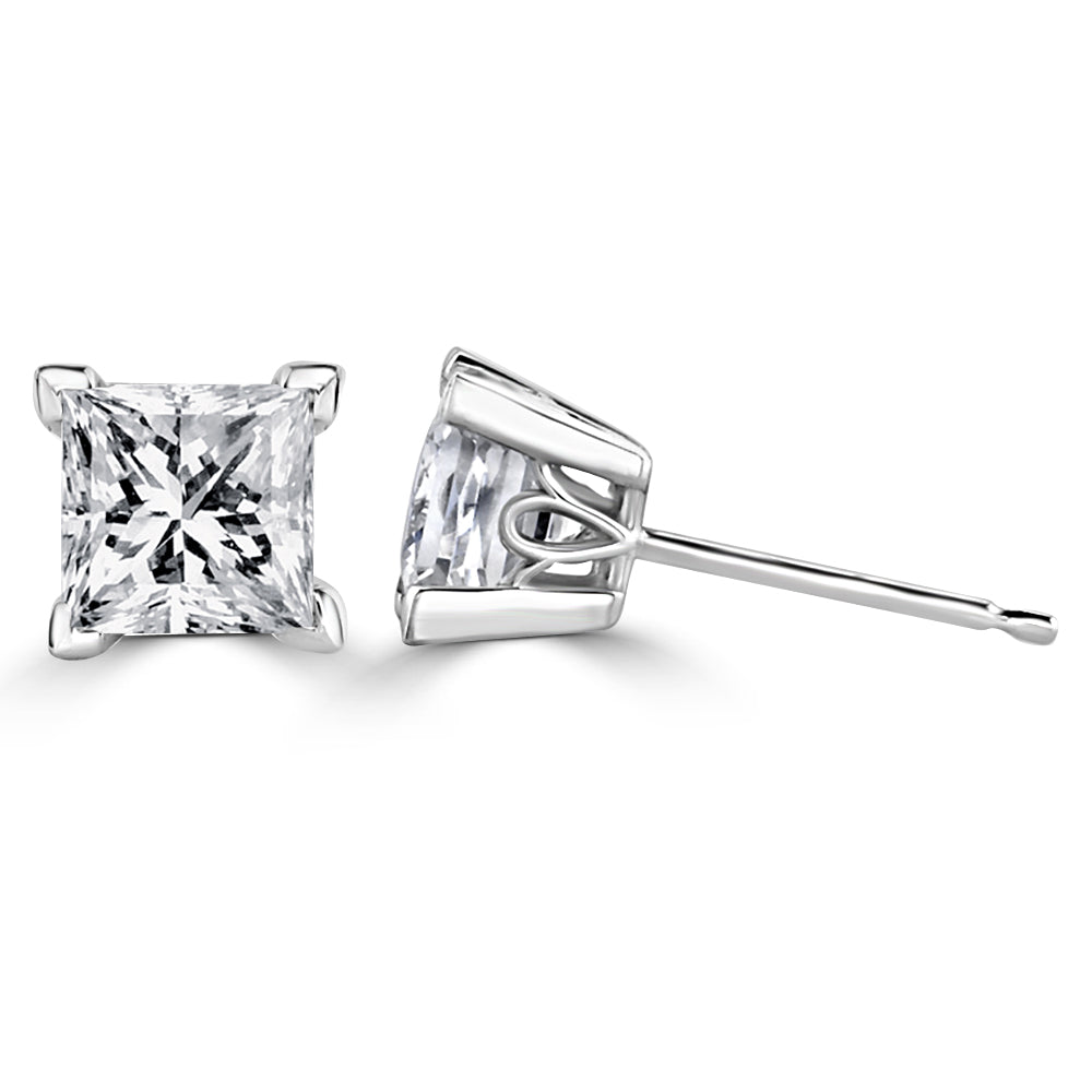 1.42ct Princess Moissanite Stud Earrings for women by Cutiefy