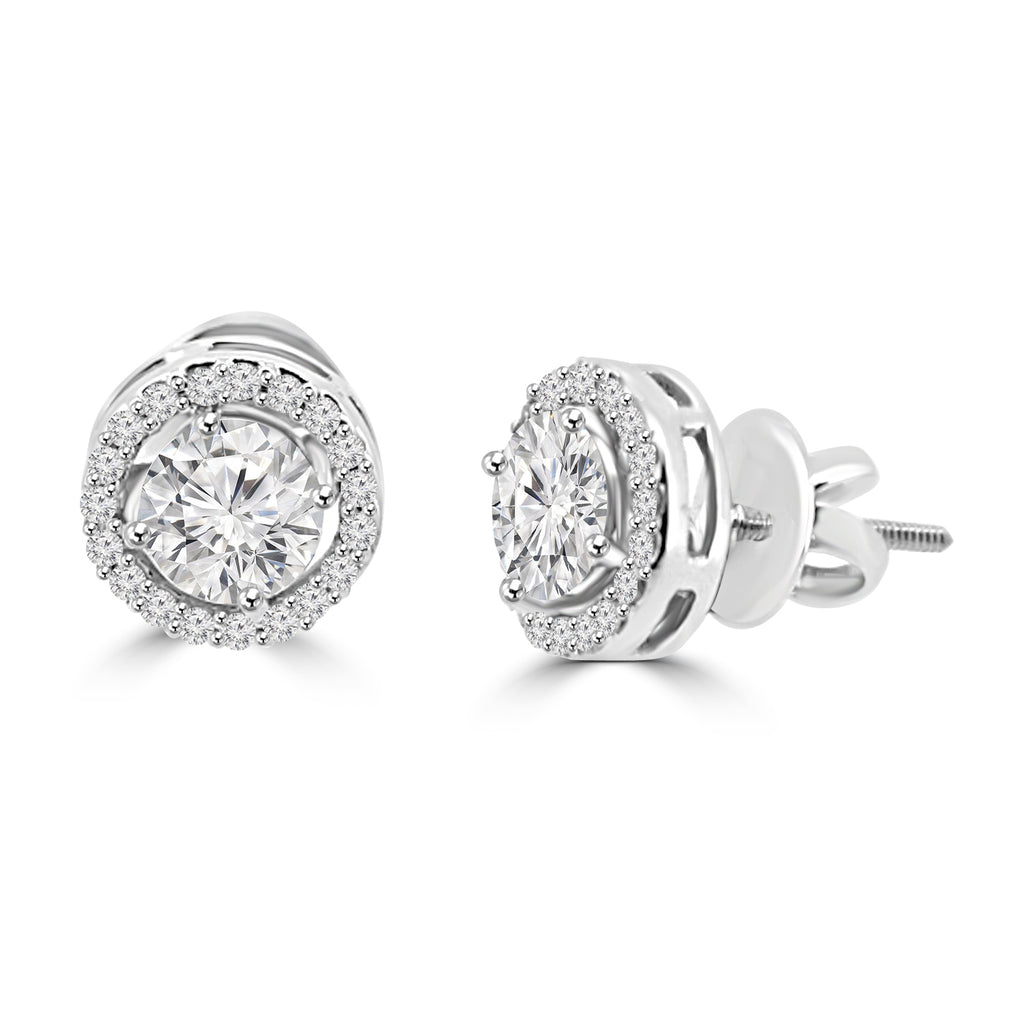 1.78ct Round Moissanite Halo Earrings for women by Cutiefy