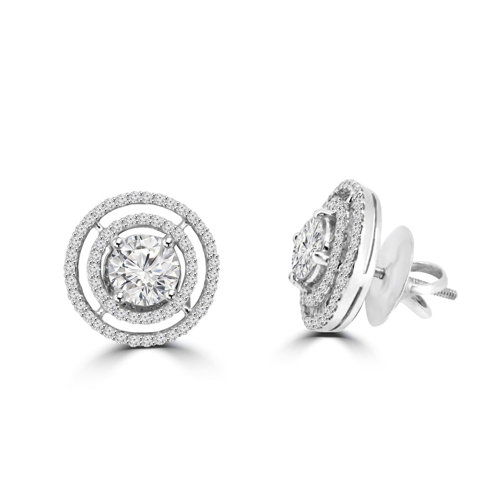 1.5ct Round Moissanite Halo Earrings for women by Cutiefy