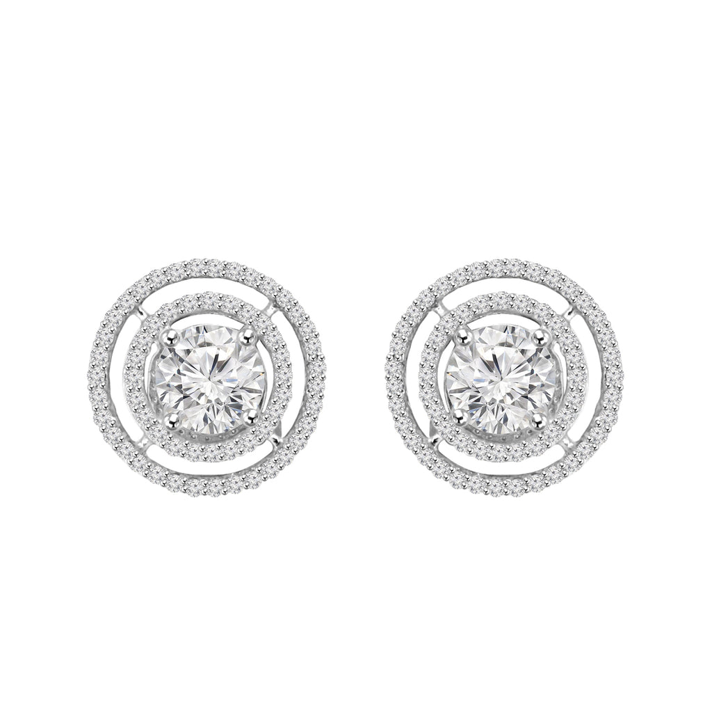 1.5ct Round Moissanite Halo Earrings for women by Cutiefy