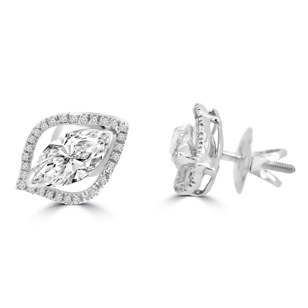 1.04ct Marquise Moissanite Halo Earrings for women by Cutiefy
