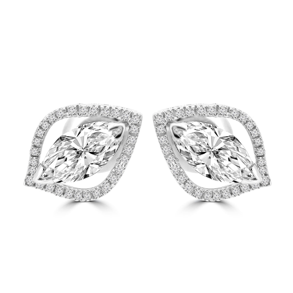 1.04ct Marquise Moissanite Halo Earrings for women by Cutiefy