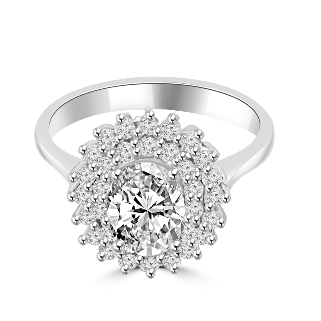 Outset 3.08ct Round Moissanite Halo Ring for women by Cutiefy