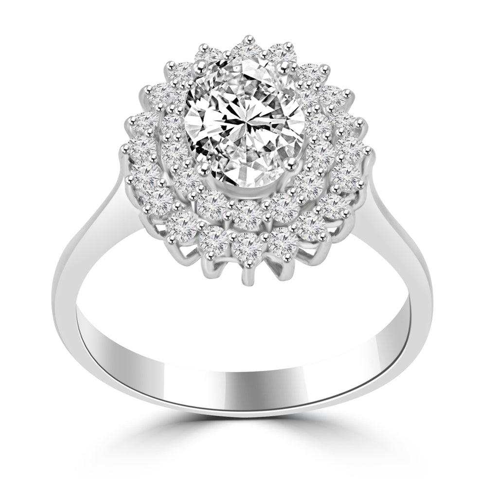 Outset 3.08ct Round Moissanite Halo Ring for women by Cutiefy