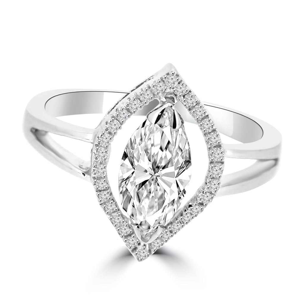 Ancestry 0.57ct Marquise Moissanite Halo Ring for women by Cutiefy