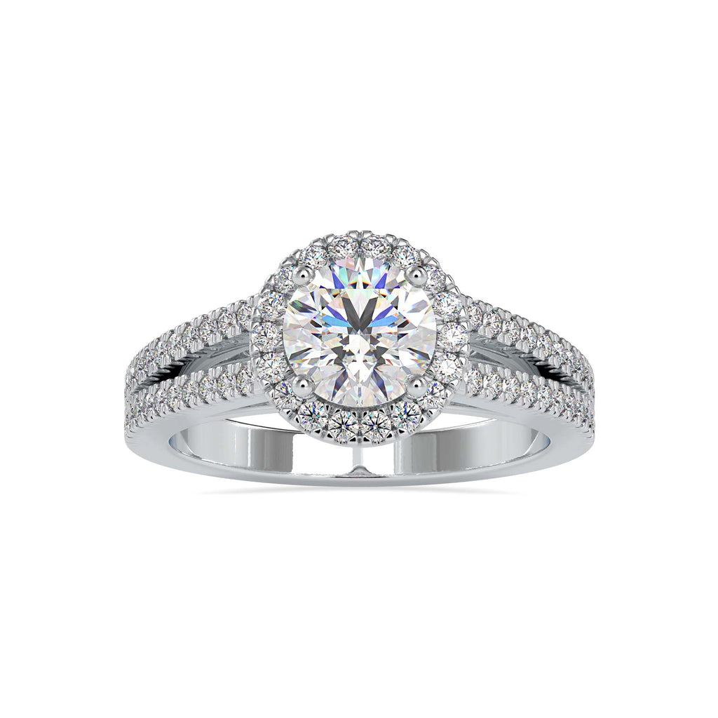 Poniard 1.64ct Round Moissanite Halo Ring for women by Cutiefy