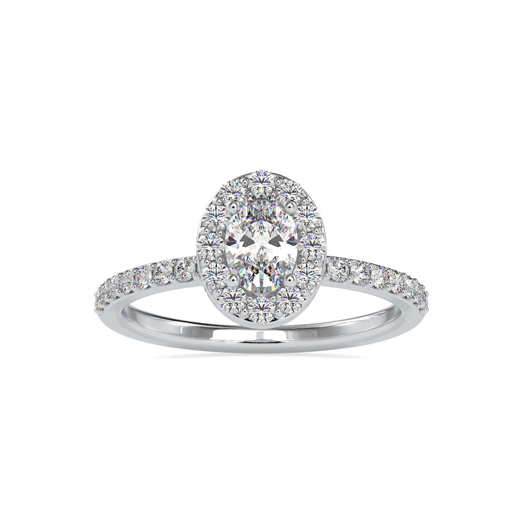Feisty 0.78ct Oval Moissanite Halo Ring for women by Cutiefy