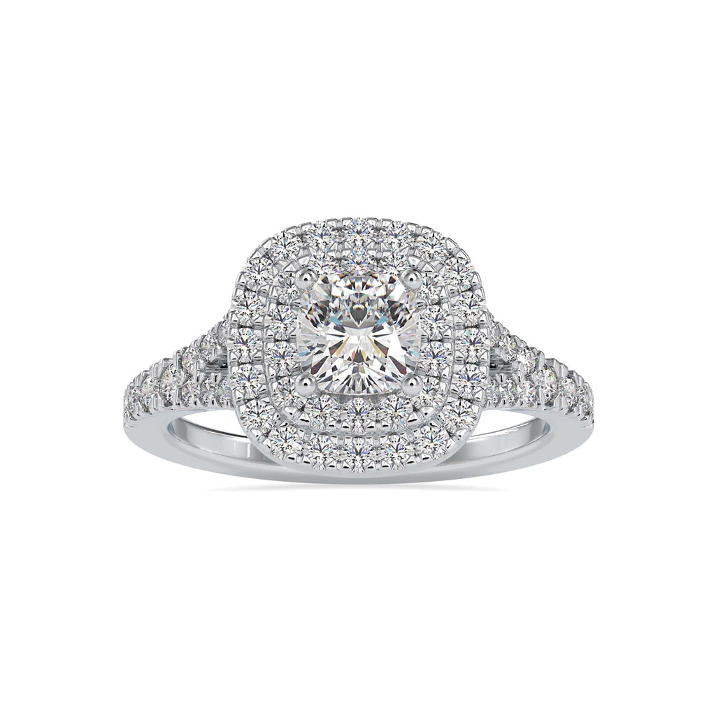 Squab 1.546ct Round Moissanite Halo Ring for women by Cutiefy