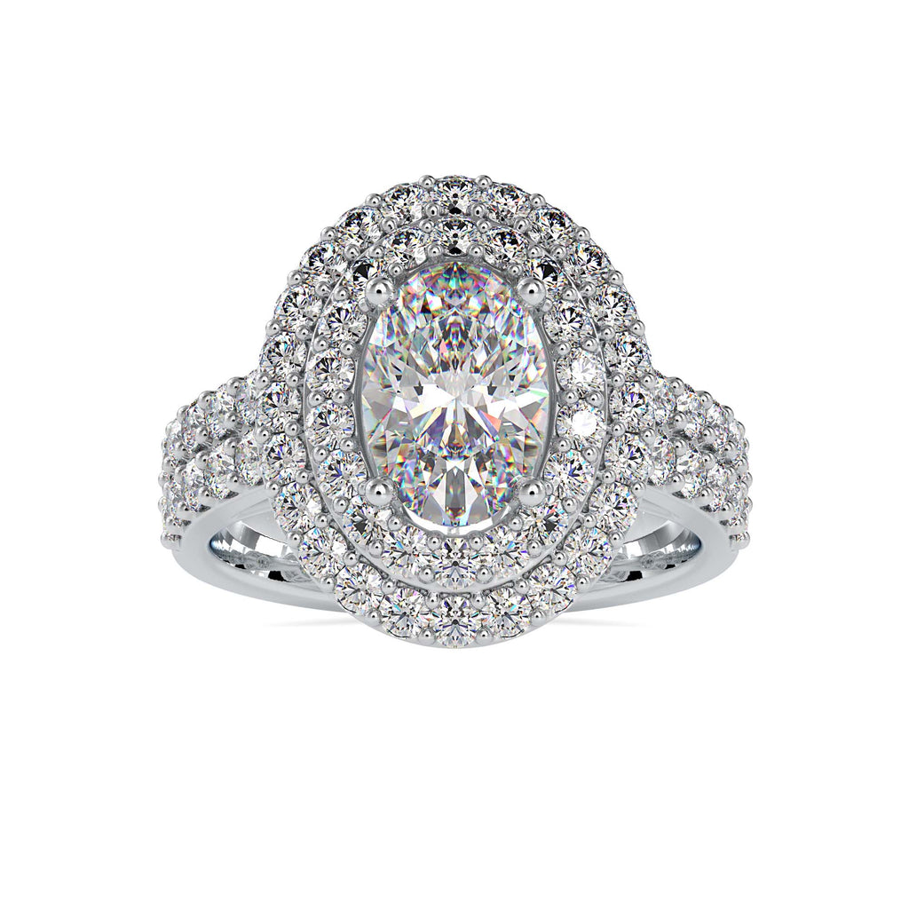 Crown 3.12ct Oval Moissanite Halo Ring for women by Cutiefy