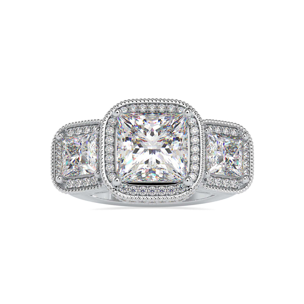 Muse 5.23ct Princess Moissanite Three Stone Ring for women by Cutiefy