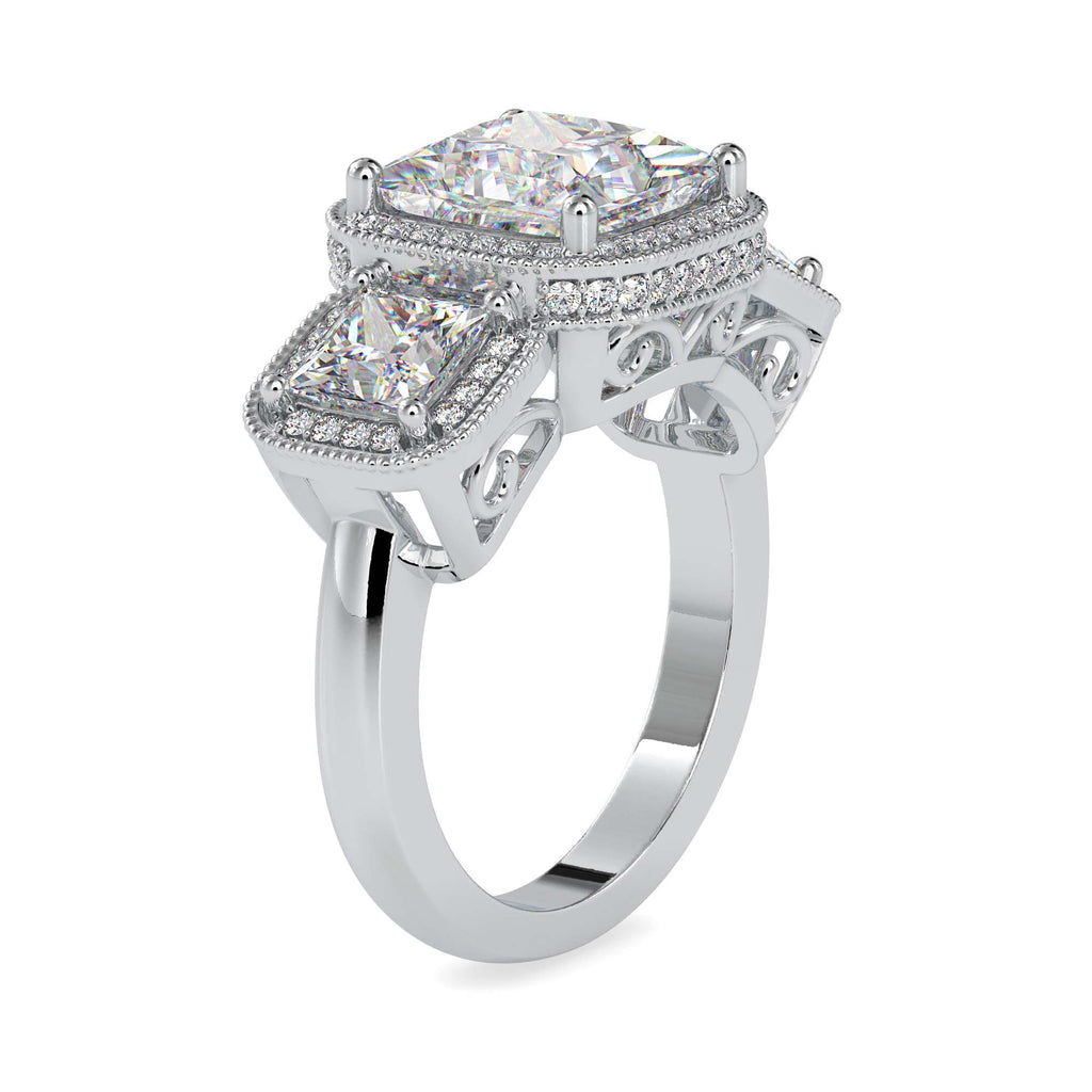 Muse 5.23ct Princess Moissanite Three Stone Ring for women by Cutiefy