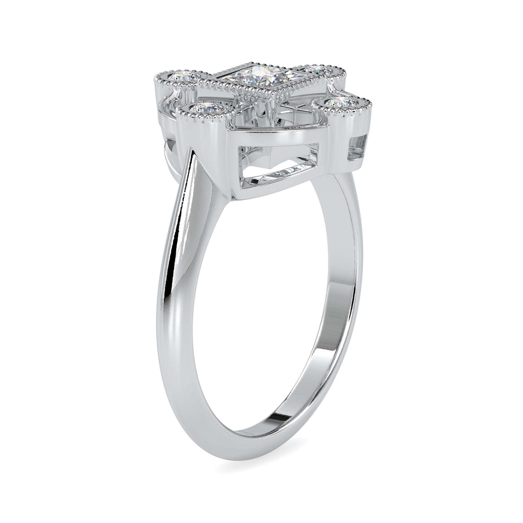 Moissanite solitaire Invent silver engagement ring for women