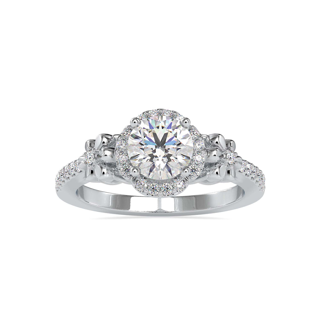 Advitiya 1.38ct Round Moissanite Halo Ring for women by Cutiefy