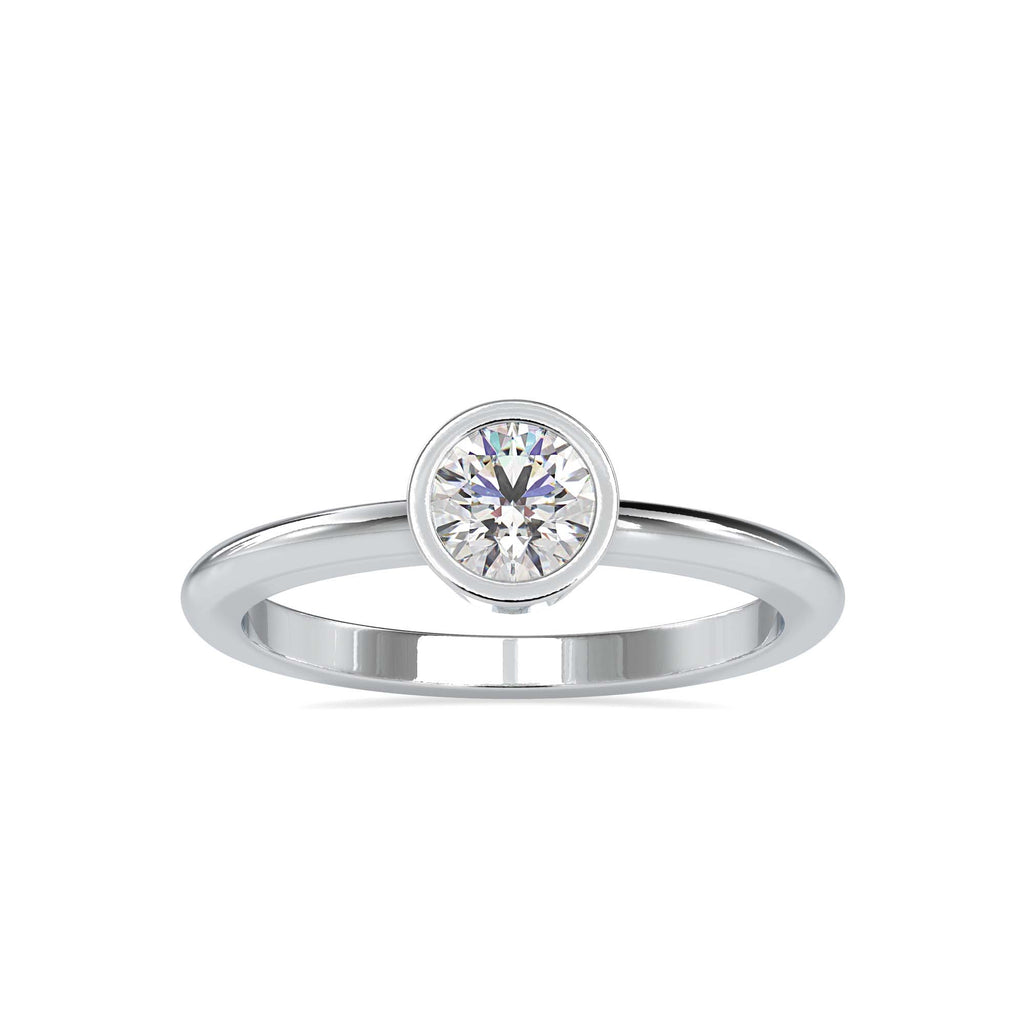 Moissanite solitaire Bezel silver ring for wife