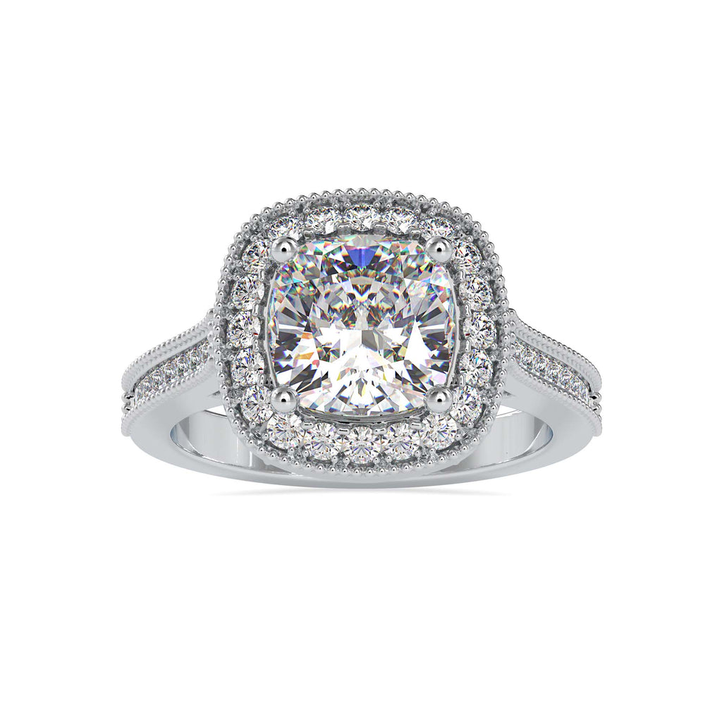 Stray 2.96ct Cushion Moissanite Halo Ring for women by Cutiefy