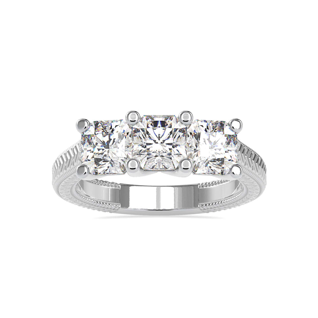 Triplicate 2.48ct Princess Moissanite Three Stone Ring for women by Cutiefy