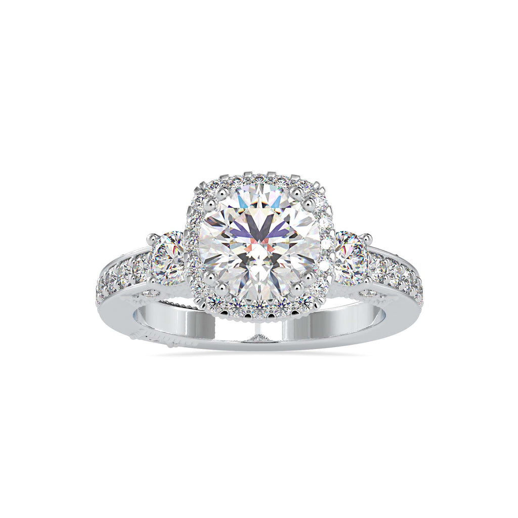 Diana 2.66ct Round Moissanite Halo Ring for women by Cutiefy