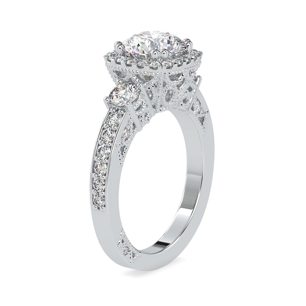 Diana 2.66ct Round Moissanite Halo Ring for women by Cutiefy