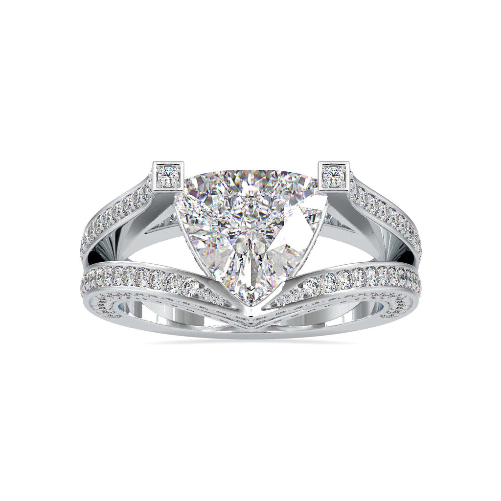 Sabers 3.06ct Trillion Moissanite Engagement Ring for women by Cutiefy