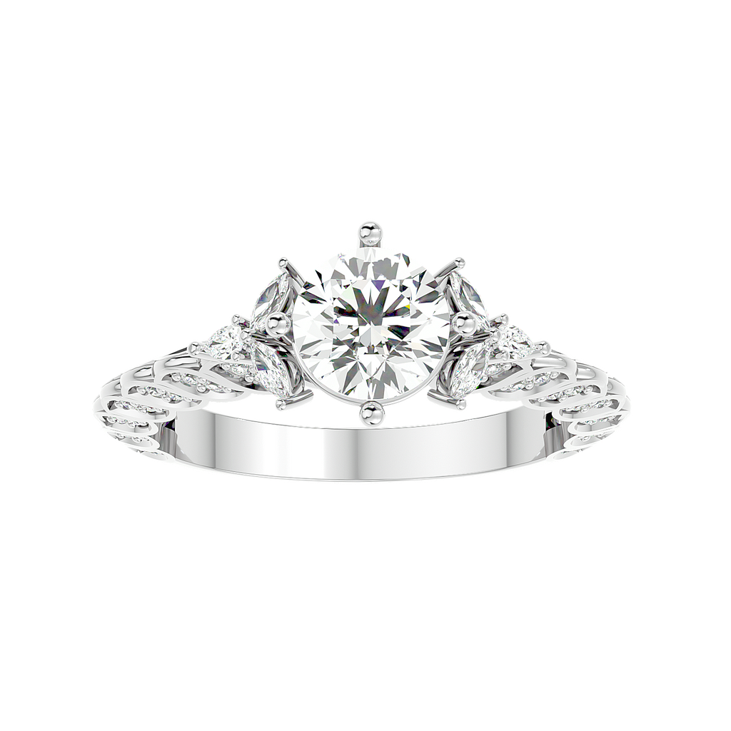 Impeccabile 1.35ct Round Moissanite Three Stone Ring for women by Cutiefy