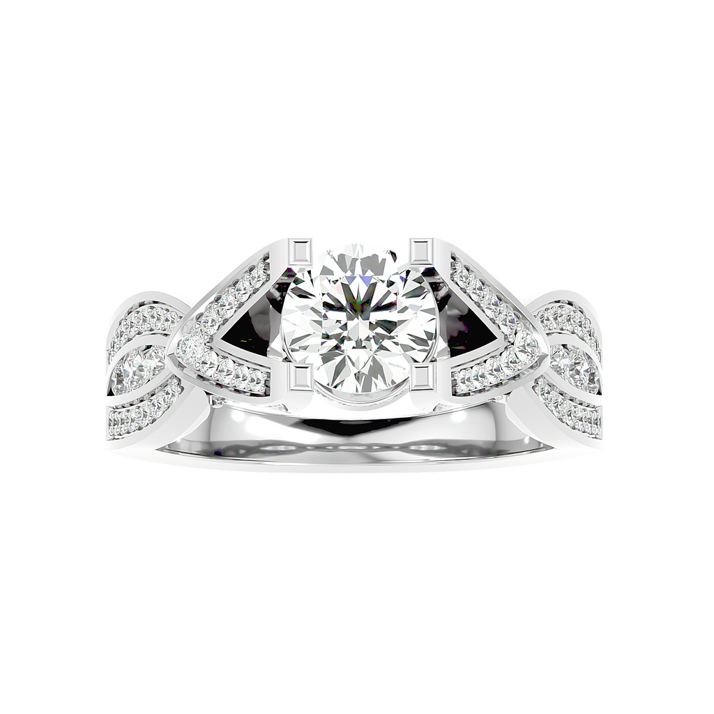 Kneeler 1.495ct Round Moissanite Engagement Ring for women by Cutiefy