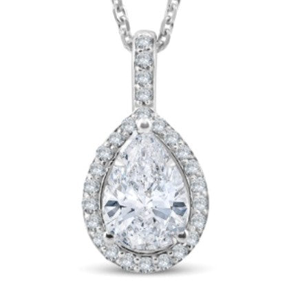 1.27ct Pear Moissanite Halo Pendant by Cutiefy