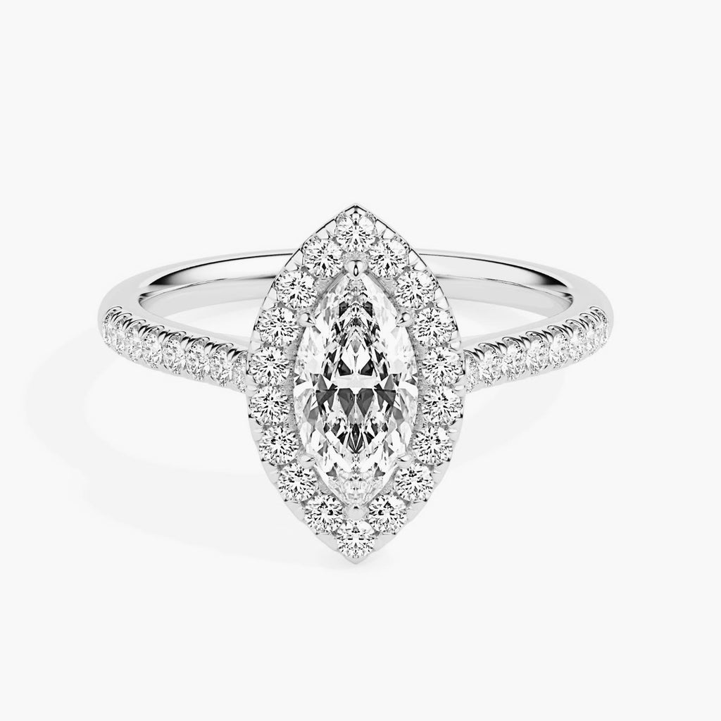 Hectare 0.75ct Marquise Moissanite Halo Ring for women by Cutiefy