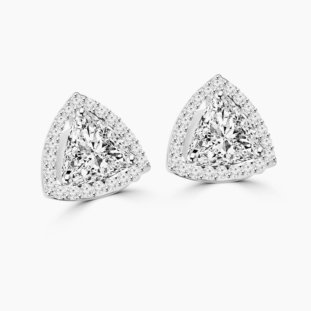 1.62ct Trillion Moissanite Halo Earrings for women by Cutiefy