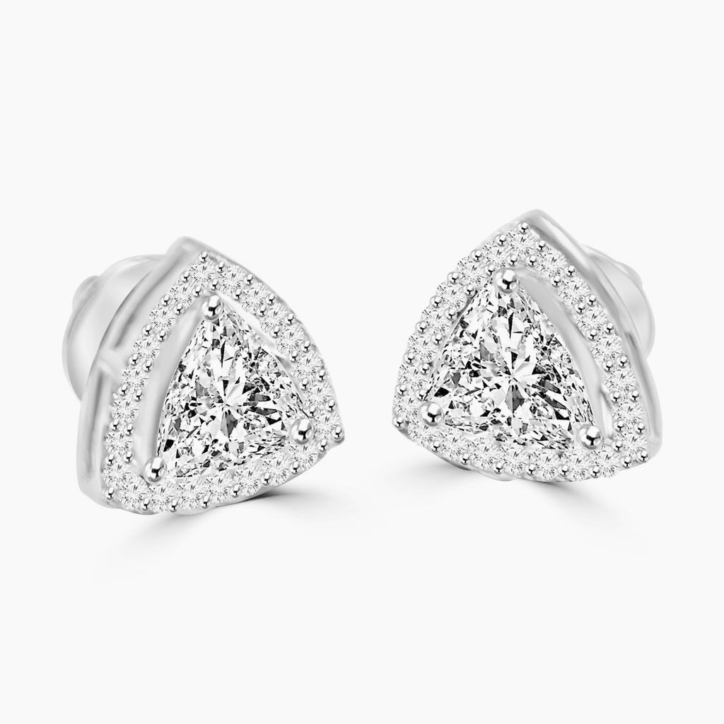 1.62ct Trillion Moissanite Halo Earrings for women by Cutiefy