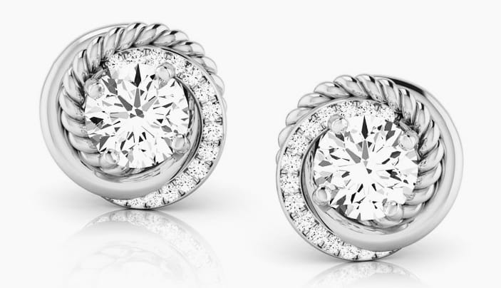 1.30ct Round Moissanite Halo Earrings for women by Cutiefy