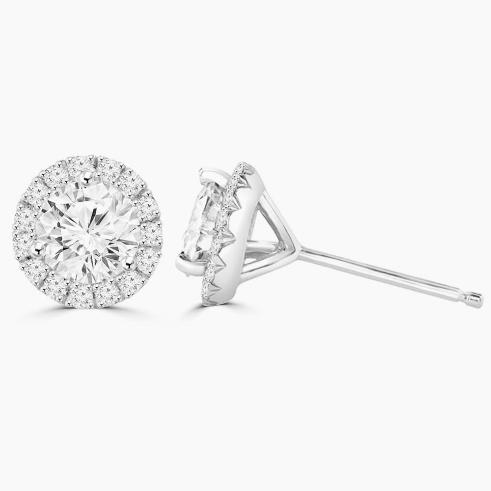 1.10ct Round Moissanite Halo Earrings for women by Cutiefy