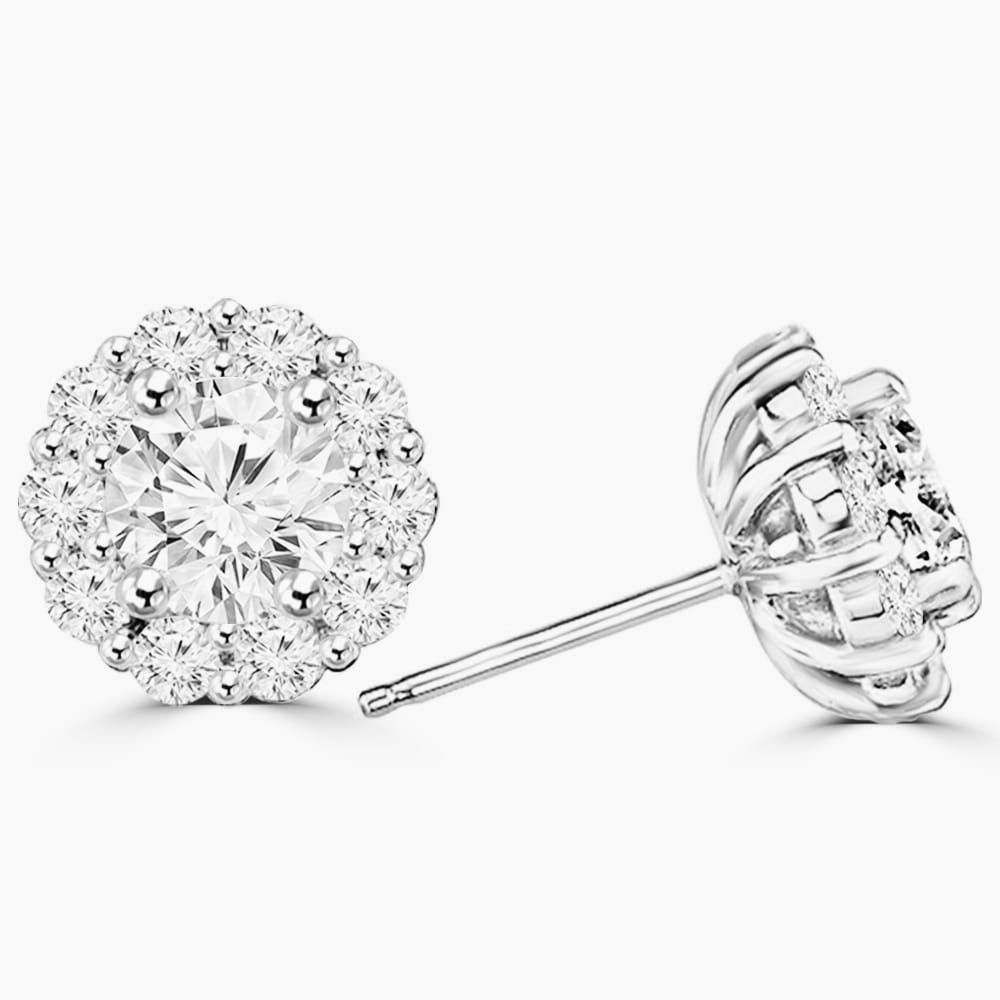 2.38ct Round Moissanite Halo Earrings for women by Cutiefy